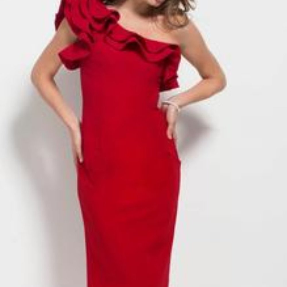Asymmetric Ruffled Cocktail Dress by Jovani 54424